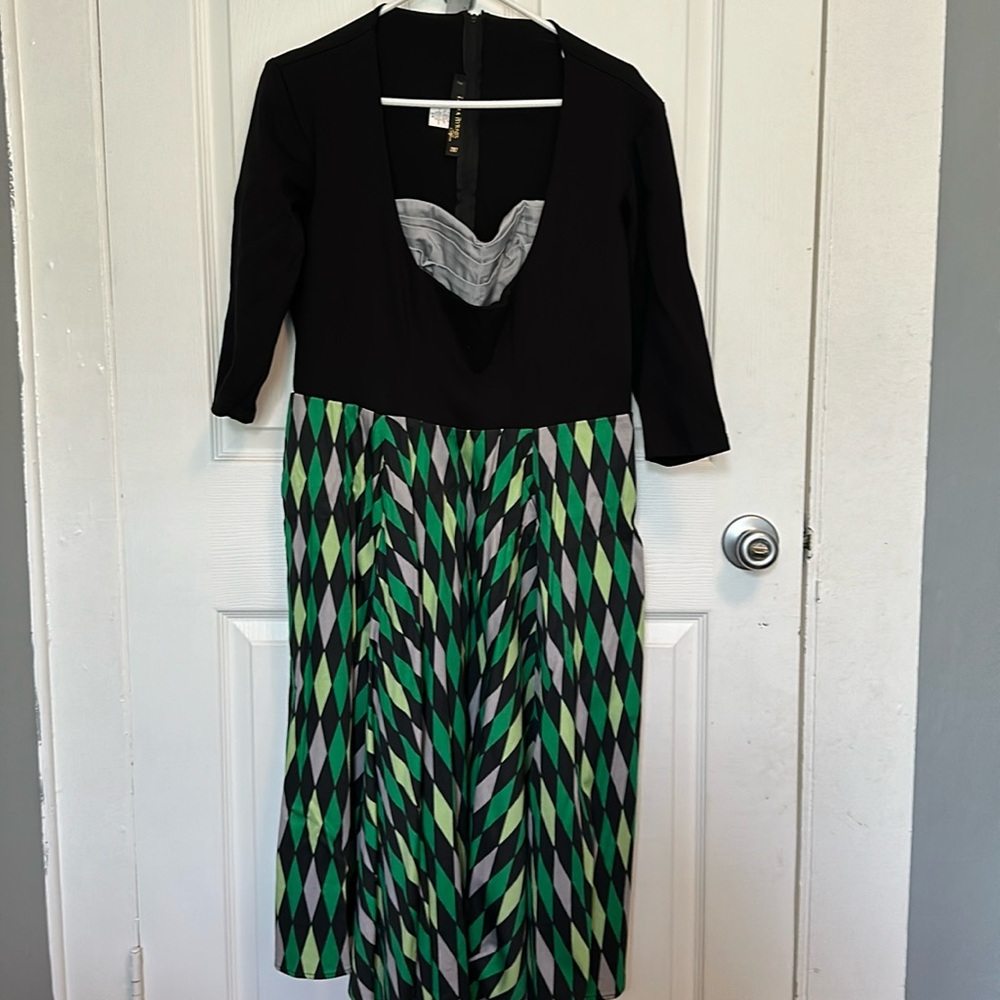 PUG Green Alfreda Harlequin/Hogwarts Dress:Size 2XL